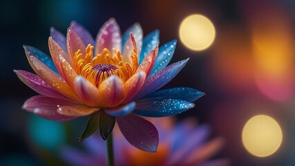 Fototapeta premium lotus flower in the pond closeup of flower with bokeh effect