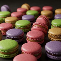 Fototapeta premium A tray of colorful French macarons with assorted fillings