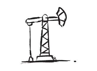 Set icon of an Industry Oil Pump Doodle Handdrawn