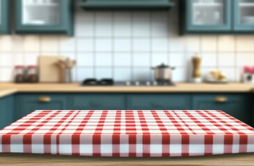 Naklejka premium Kitchen Tablecloth Mockup
