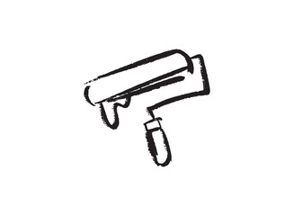 Set icon of an Industry Painter Roll Doodle Handdrawn