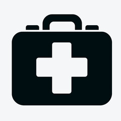 Obraz premium very simple flat and single minimalist First Aid Kit Silhouettes in black on a white background