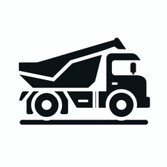 Fototapeta premium very simple flat and single minimalist Construction Truck Silhouettes in black on a white background