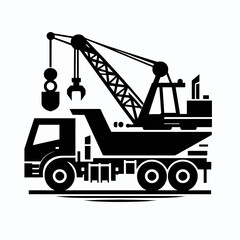 Naklejka premium very simple flat and single minimalist Construction Truck Silhouettes in black on a white background