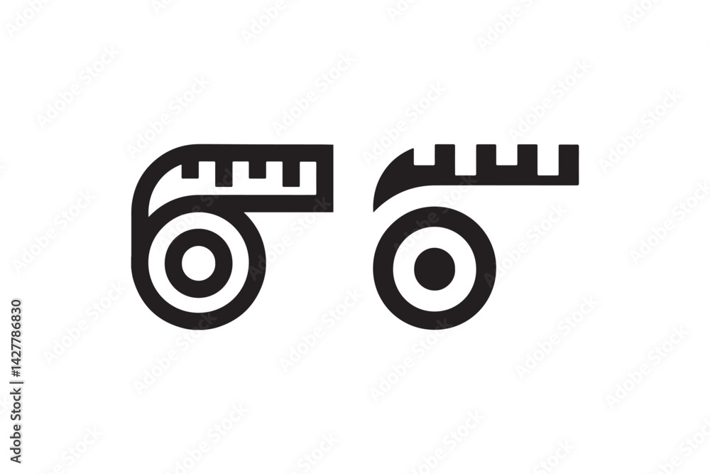 Poster measuring tape icon in outline and solid vector