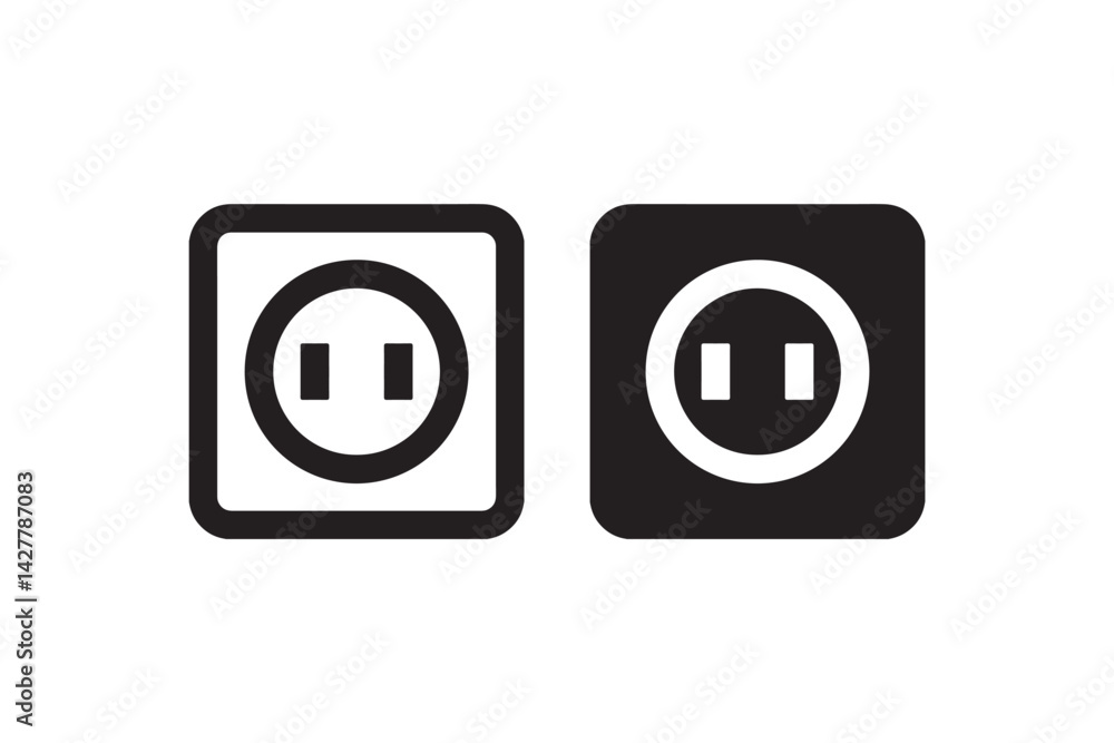Aufkleber power socket icon in outline and solid vector