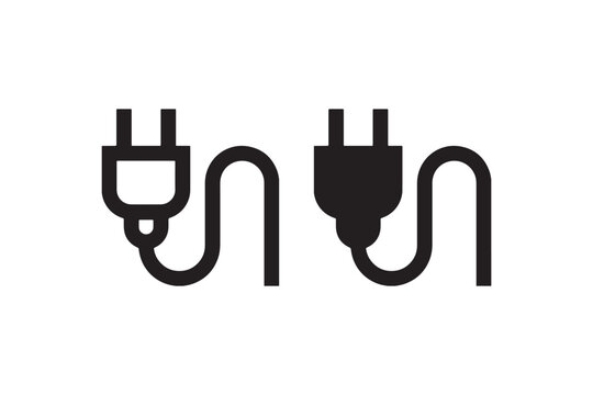 Electric power plug icon in outline and solid Vector