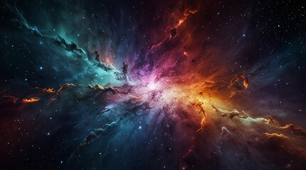 Obraz premium The colorful illustration of space with multiple colors lights