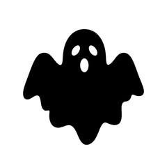 Halloween ghost silhouette in a flat design isolated on transparent background, png image 