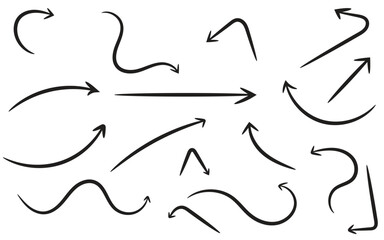 arrow hand drwing  icon set vector