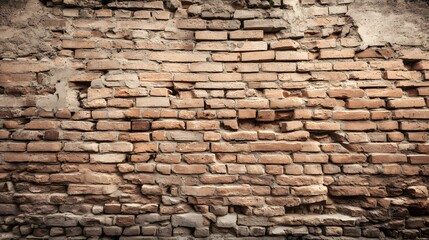 Obraz premium of red brick wall with rough mortar lines