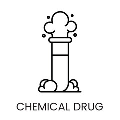A test tube icon in vector, with bubbles and steam, representing experiments and chemical reactions, with an editable stroke