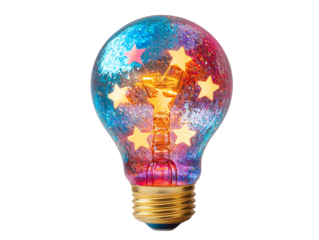 colorful light bulb with star