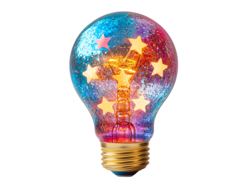 colorful light bulb with star