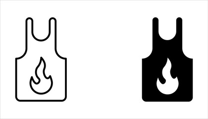 Apron editable stroke outline icon set isolated on white background