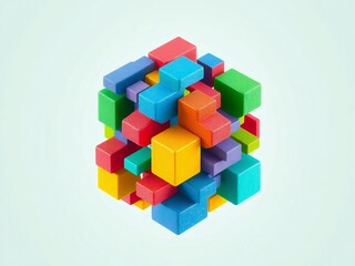 Obraz premium abstract colorful cubes. cube, 3d, toy, block, color, blocks, colorful, cubes, business, box, concept, design, illustration, building, icon, construction, brick, boxes, square, green, yellow, red, chi
