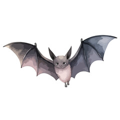 Fototapeta premium A bat flying against a full moon cute watercolors illustration on white background