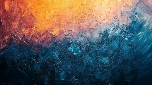 Abstract impasto painting, warm and cool tones