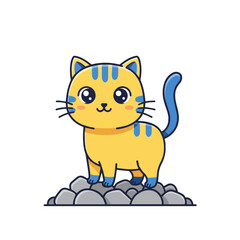 Big-eyed buddy: a sweet yellow and blue kitty 