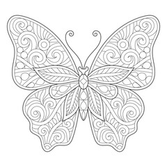 Intricate Butterfly Coloring Page with Swirls