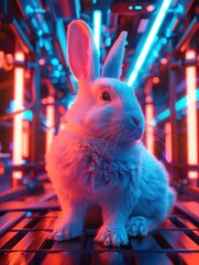 Neon bunny digital art