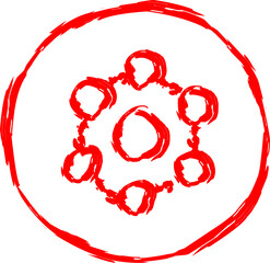 antioxidant icon in scribble style. red line scribble icon