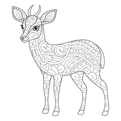Intricate Deer Line Art for Coloring