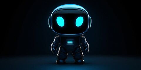 futuristic ai robot character with glowing blue eyes for tech and artificial intelligence concepts