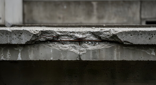 Damaged Concrete Structure Showing Exposed Rebar Requiring Maintenance Restoration