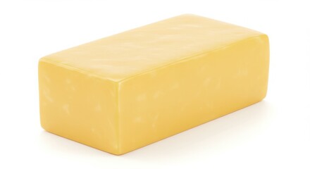 A block of yellow cheese isolated on a white background