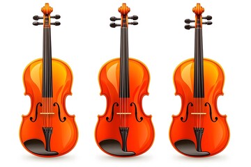 Fototapeta premium Three Harmonious Violins A Trio of Musical Elegance Standing Together in Unison
