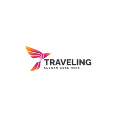 Colorful Traveling Bird Logo Design