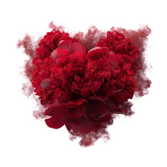 Lush Red Peonies in Heart Shape with Textured Background