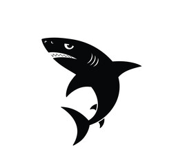 Black and White Shark Silhouette Illustration


