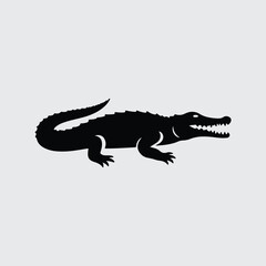Swamp Alligator Silhouette Illustration Vector Graphic.
