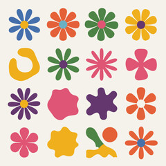 Fototapeta premium Colorful Abstract Flowers & Blob Shapes – Modern Flat Design Collection