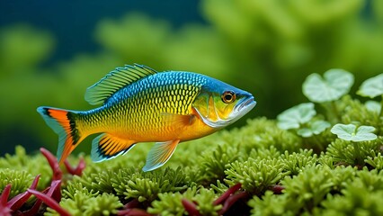 Fototapeta premium Title: Colorful Tropical Fish Swimming Peacefully in Aquarium Tank