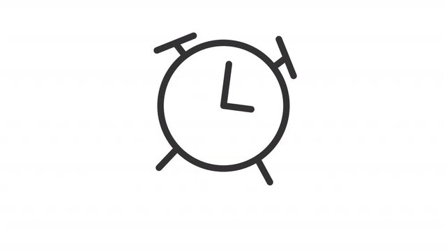 Ringing alarm clock ui icon line animation. Time management. Jumping stopwatch, shaking. Schedule, reminder. Timer animated user interface element isolated on white. HD video with alpha channel