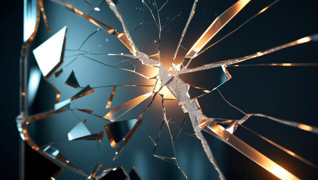 Cracked mirror showcases a single, dominant longitudinal crack that disrupts the otherwise flawless reflective surface.