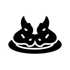 Vector solid black icon for Chicken wings