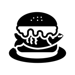 Vector solid black icon for Fish burger