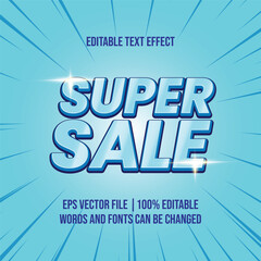 Super Sale discount blue text, Editable text effect