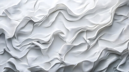 Fototapeta premium Dynamic white textured waves abstract art minimalist design studio setting top-down view motion concept