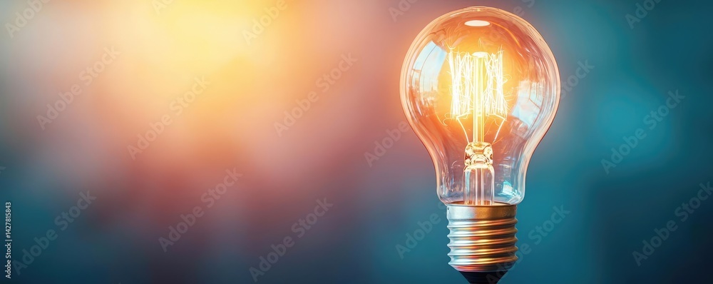 Poster explosion of lightbulb in electric high-speed burst concept. bright light bulb glowing against a sof
