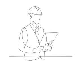 single line art of a contractor worker. international workers day. vector illustration