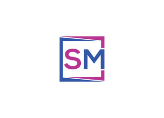 SM letter logo design with vector icon template