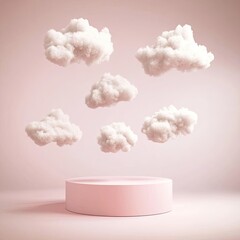 Floating clouds on pink pedestal