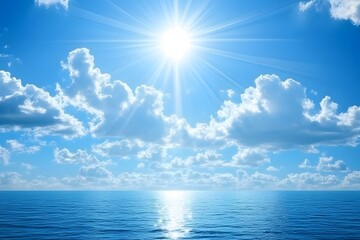 Glowing Sunlight Illuminating a Tranquil Blue Ocean