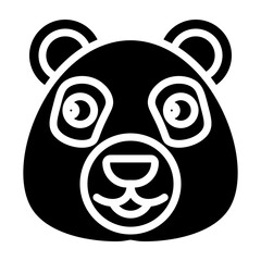 Panda Bear Vector Glyph Icon Design