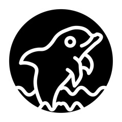 Dolphin Jumping Vector Glyph Icon Design